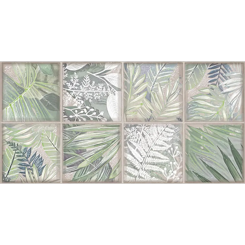 Декор настенный Kerlife Maiolica Collage Crema 31.5x63 см сатинированный цвет зеленый 84735827 STLM-2089598