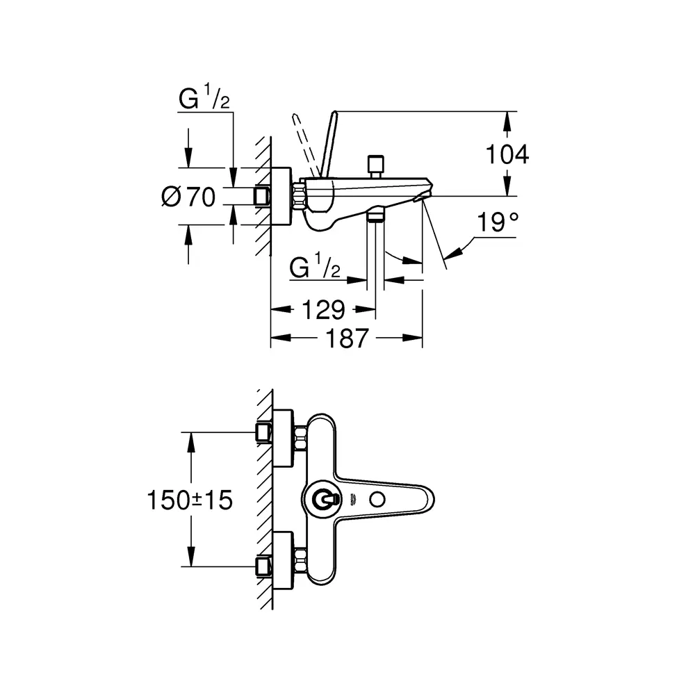 Смеситель для ванны Grohe Eurodisc Joy однорычажный цвет белый Eurodisc Joystick STLM-2160245 - Вид №1