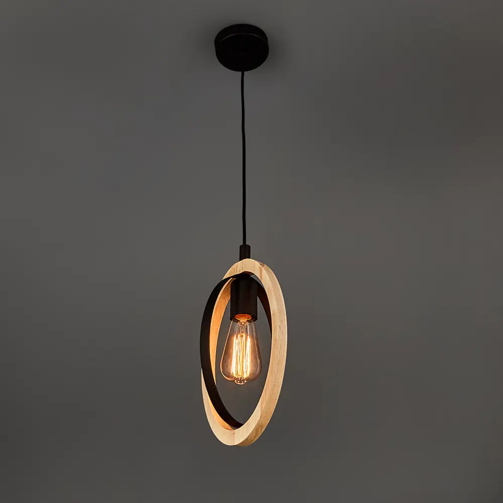 Подвесной светильник деревянный Eglo Basildon E27 60 Вт, цвет коричневый STLM-2136778