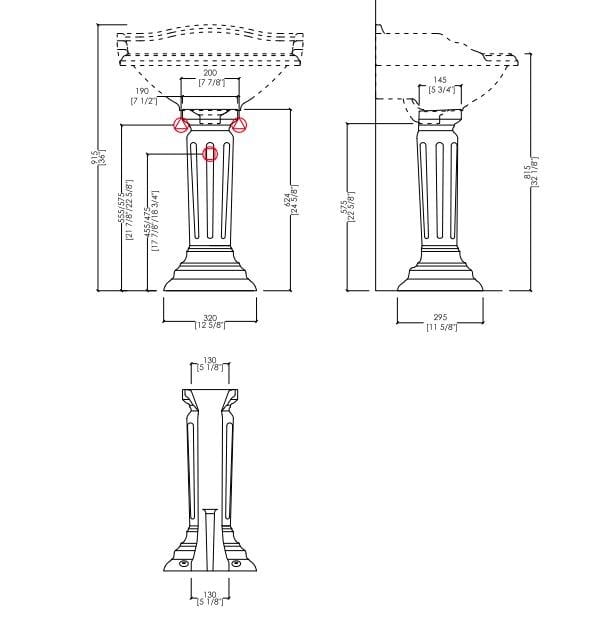 Прямоугольная фарфоровая раковина на колонне Devon&Devon Кембридж ARCH-00069385 - Вид №2