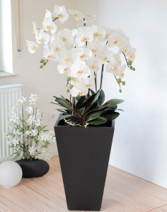 2840 778 a3 Пластиковая орхидея Phalaenopsis, 6-кратная, горшечная, 155 см, real touch, бежево-белая H-andreas
