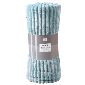 Плед Time 150х200 см велсофт цвет аквамарин