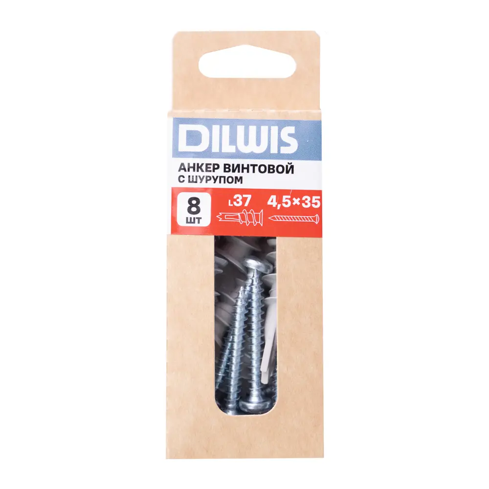Дюбель для гипсокартона нейлоновый Dilwis Дрива 4.5x35мм 8 шт. в комплекте с шурупом STLM-2046280 - Вид №4