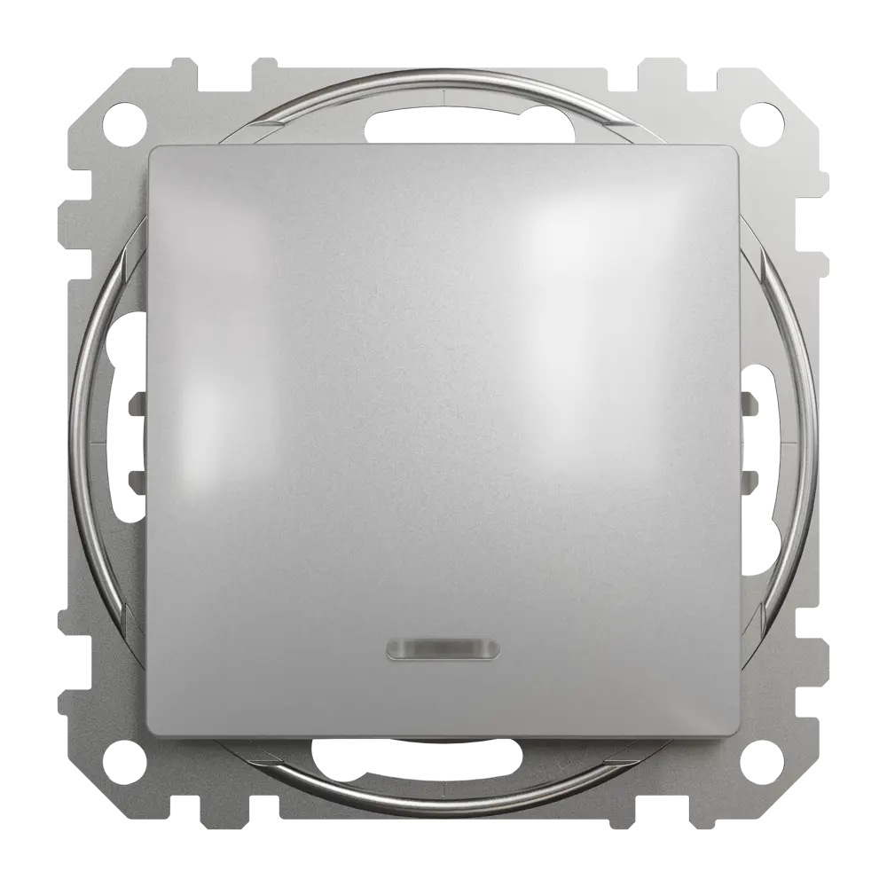 Выключатель встраиваемый Systeme Electric Sedna Design 1 клавиша с подсветкой, цвет алюминий Sedna Design Elements STLM-2194905