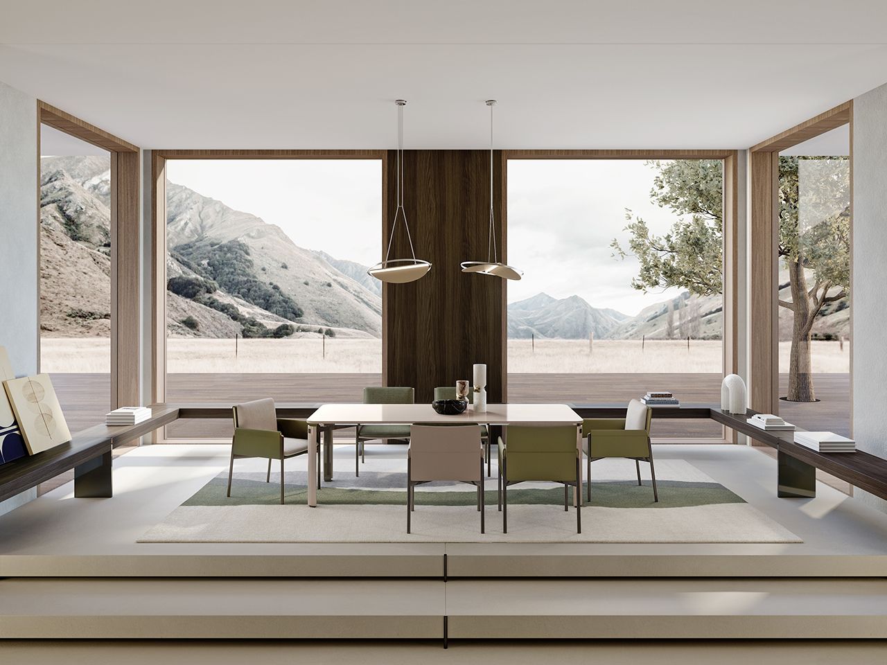 Стул с подлокотниками, обитый кожей и тканью Turri ARCH-00014900