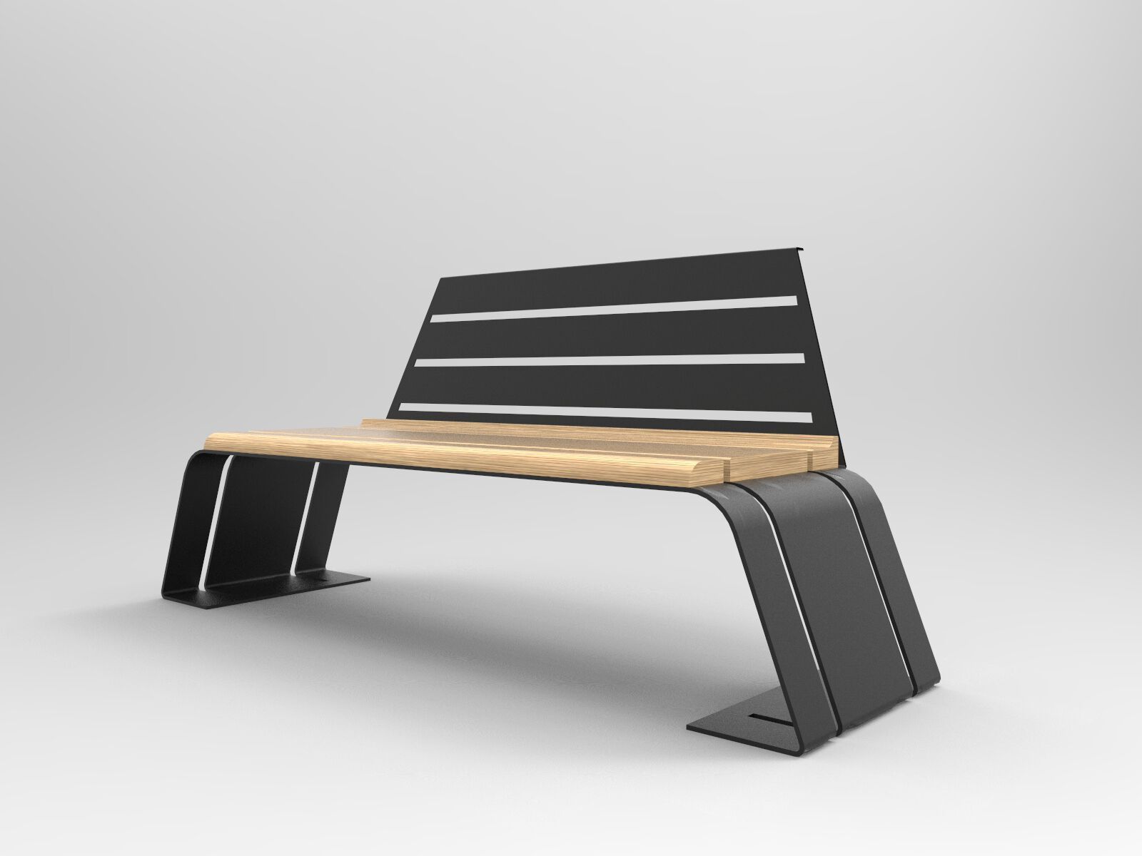 Стальная и деревянная скамья со спинкой CITYSì Ash ARCH-00139487 - Вид №3