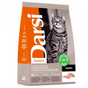 ПР0056598 Корм для кошек Sensitive с чувствительным пищеварением, индейка сух. 300г Darsi