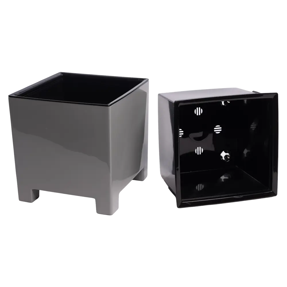 Кашпо Evergreen Design Нард 14x14x14 см v2.1 л пластик серый муссон STLM-2045712 - Вид №1