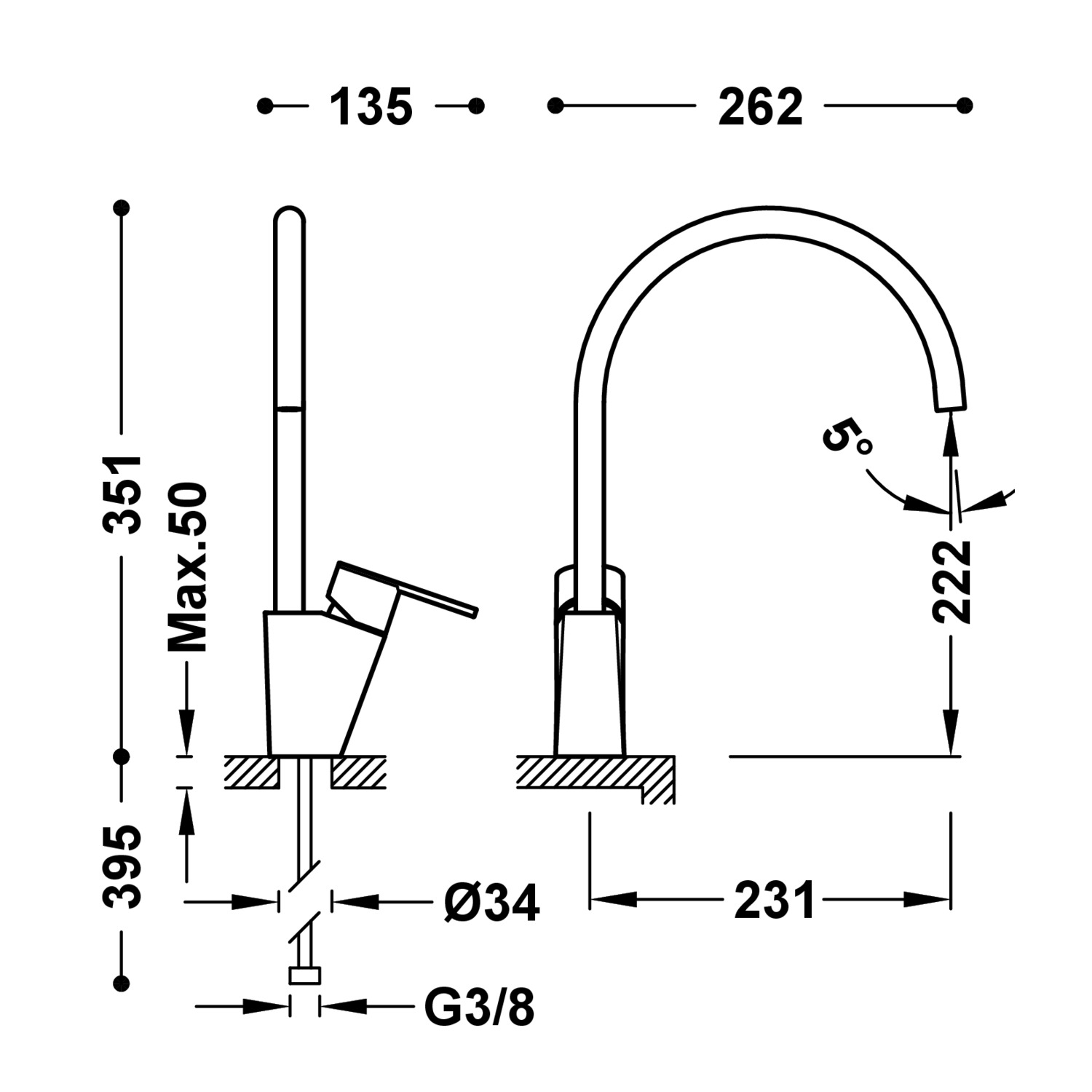 Кухонный смеситель с одной ручкой для кухни-181341 TRES Kitchen - Вид №1
