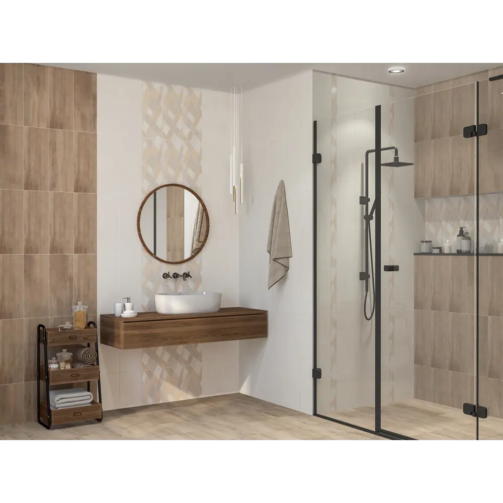 Бордюр настенный Azori Sonnet Beige Geometria 6.2x50.5 см матовый цвет бежевый STLM-2037112