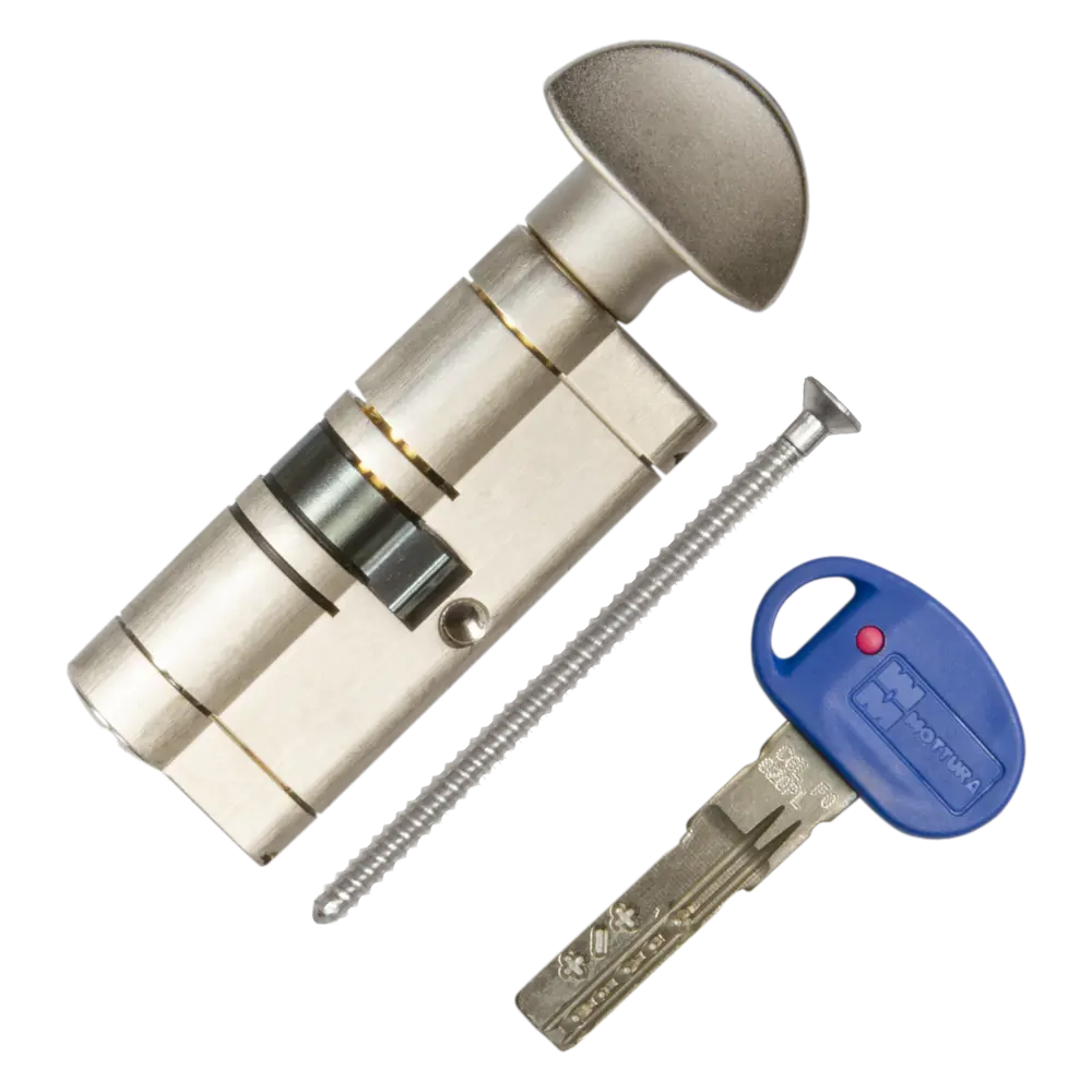 Цилиндр Mottura Champions Pro CP4F363601R, 31x10x31 мм, ключ/вертушка, цвет матовый никель STLM-2072449 - Вид №1