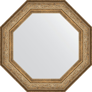 BY 7385 Зеркало в багетной раме - виньетка античная бронза 109 mm EVOFORM Octagon