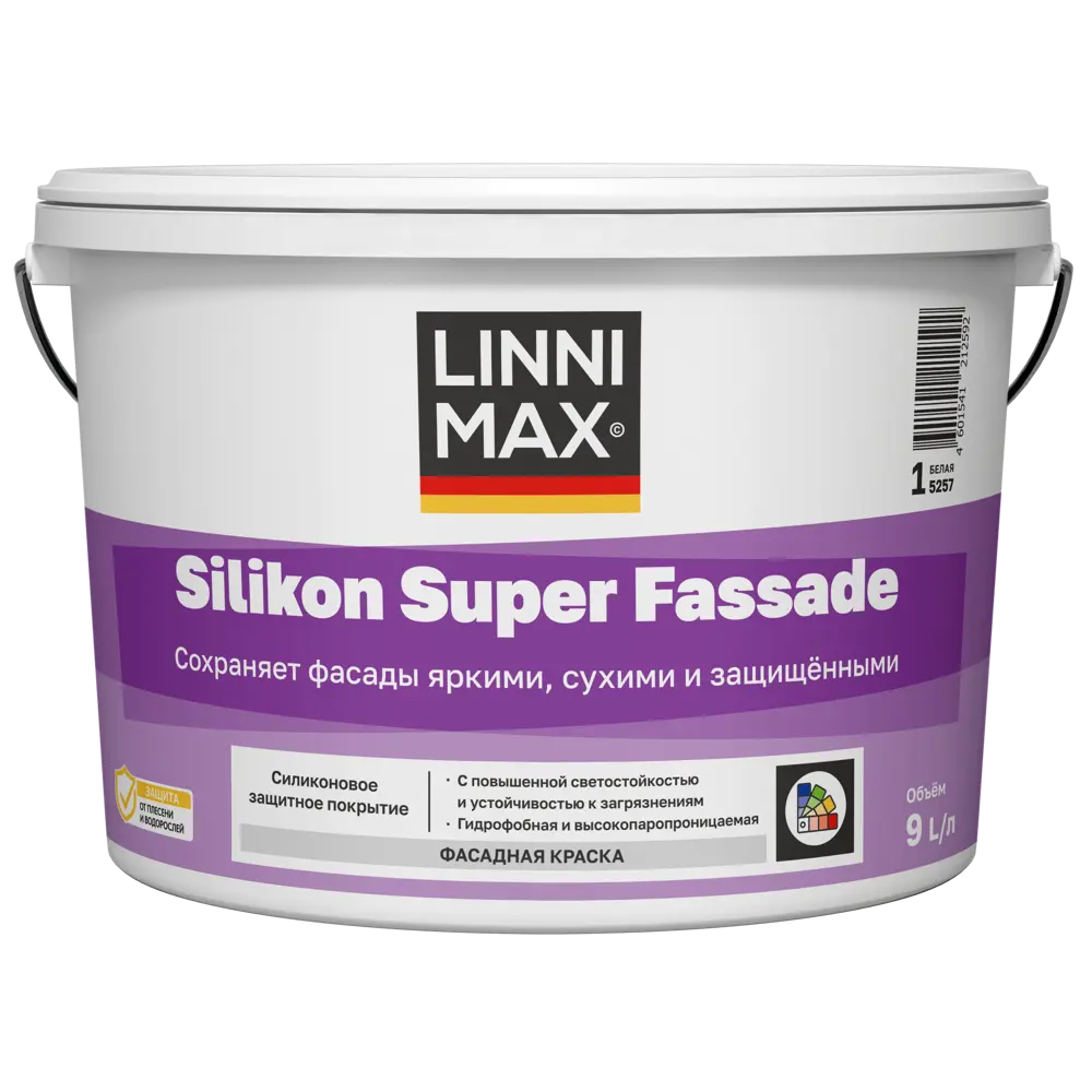 Краска фасадная Linnimax Silikon SF матовая цвет белый база A 9 л STLM-2051199
