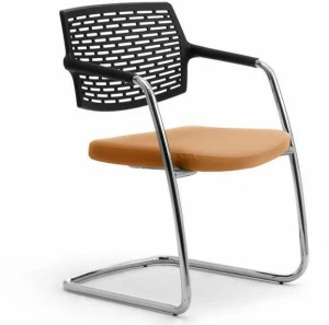 Leyform Консольный стул из хромированной стали, кожи и полипропилена  0570
