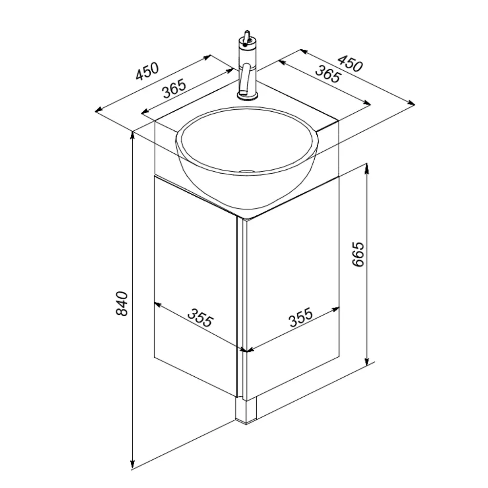 Угловая тумба AQWELLA Тео 45 для компактной ванной комнаты 18533471 STLM-0011141 - Вид №6