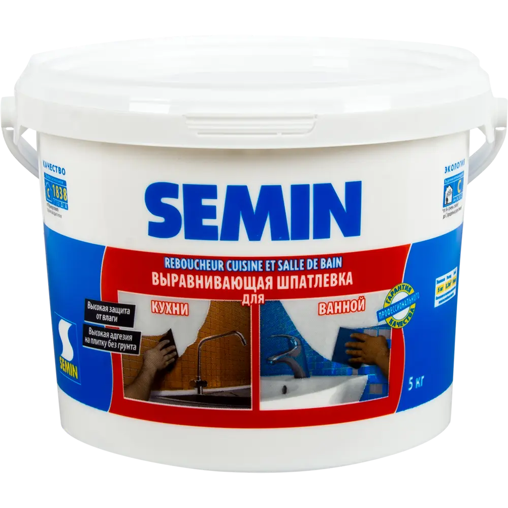 Шпаклёвка влагостойкая выравнивающая Semin 5 кг STLM-2182358