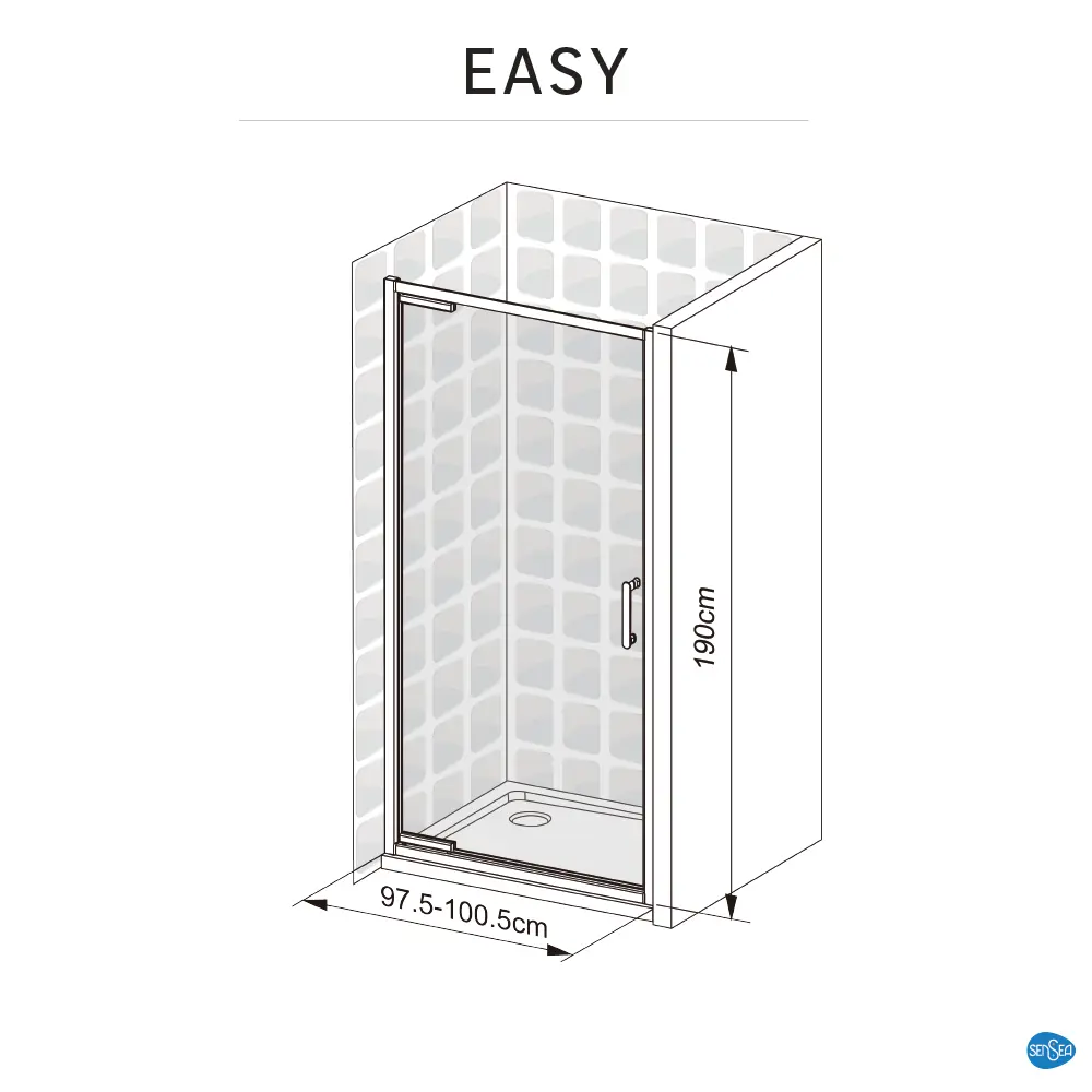 Стекло для распашной душевой двери Sensea Easy 100 см прозрачное цвет профиля на выбор STLM-2113112 - Вид №43