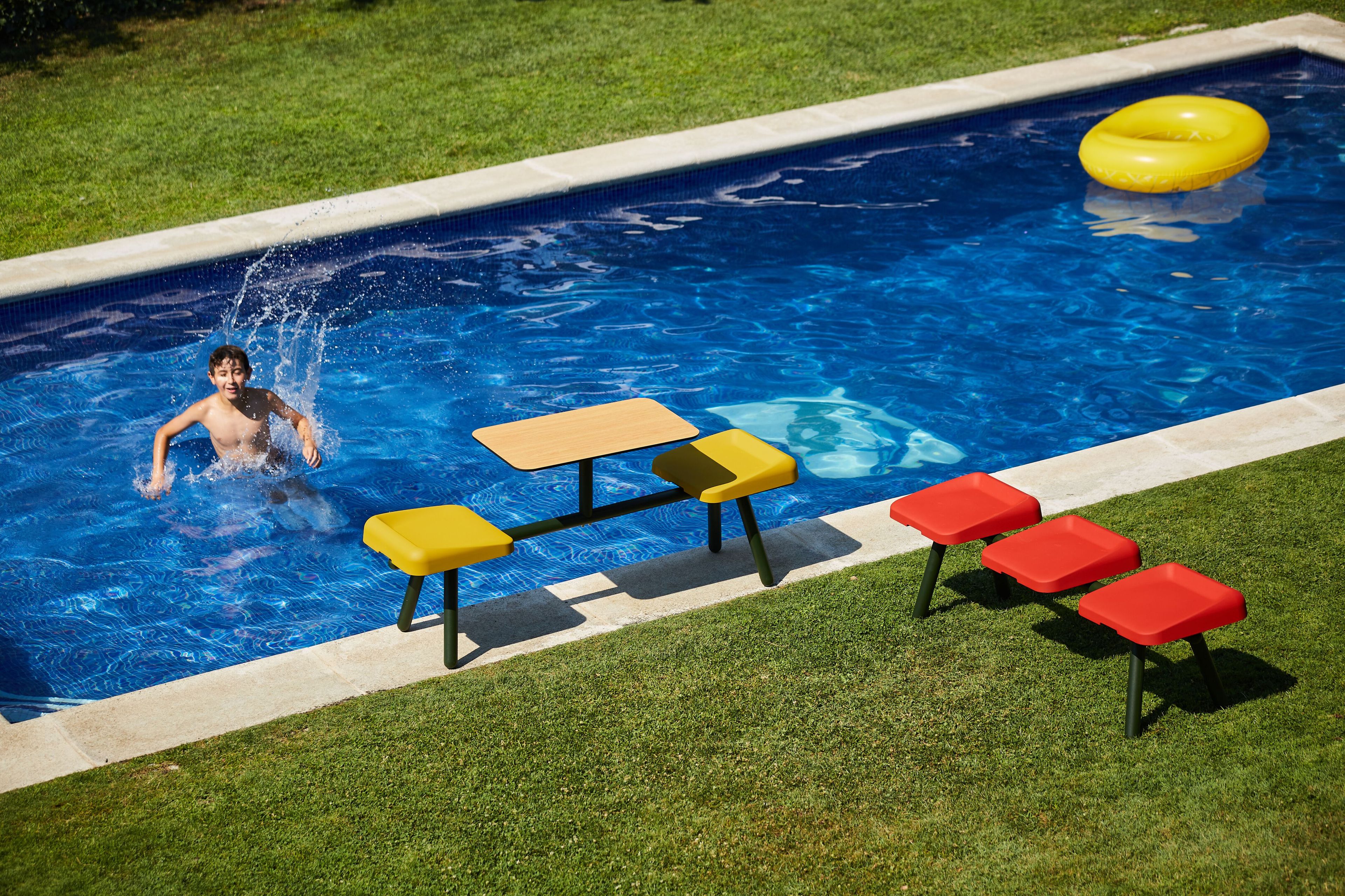 Polyurethane and wood monoblock canteen table with integrated seats Bõln Slim ARCH-00129228 - Вид №15