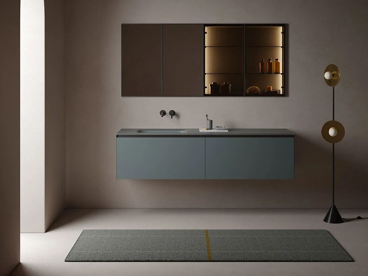 Встраиваемый шкаф для ванной комнаты из анодированного алюминия и стекла Inbani слой ARCH-00089207 - Вид №1