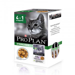 ПР0054779*12 Корм для кошек NutriSavour для стерилизованных, индейка в желе, говядина в соусе пауч 5x85г НАБОР 4+1 (упаковка - 12 шт) Pro Plan