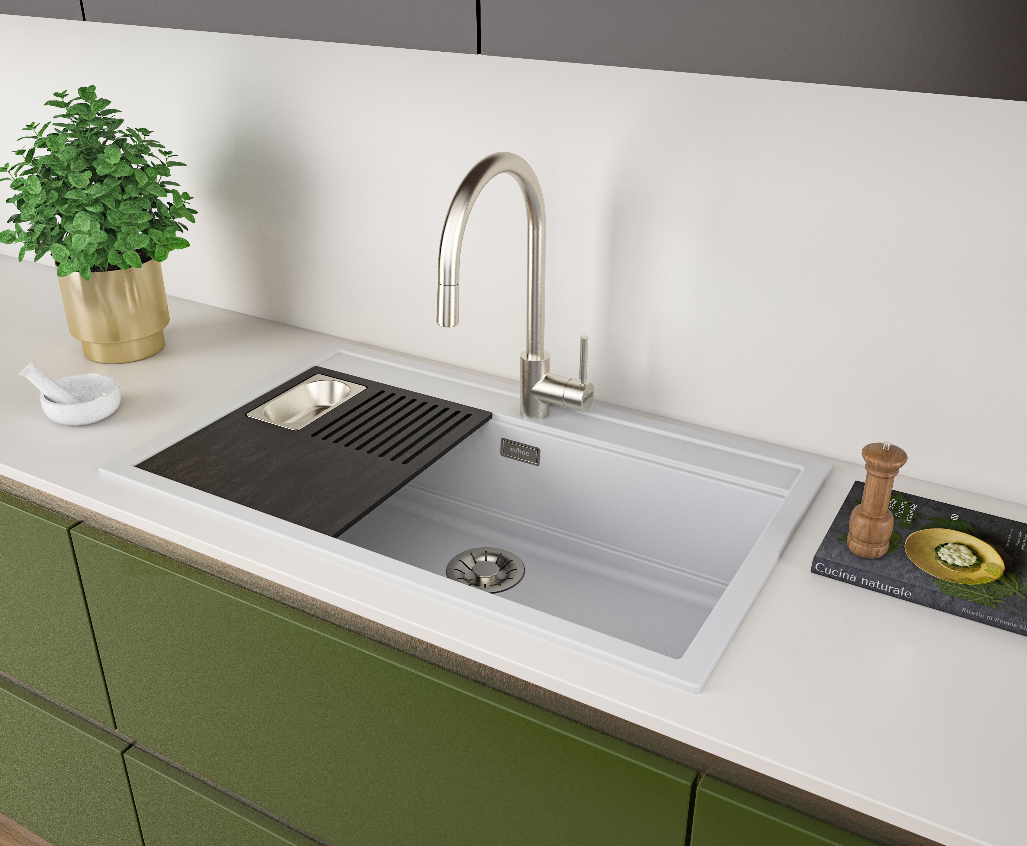 Многофункциональная разделочная доска с лотком из нержавеющей стали Evhoc COMPLEMENT PLUS 340 ARCH-00065002 - Вид №3