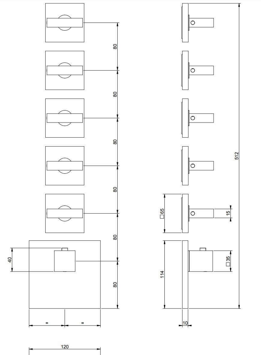 Латунный термостатический смеситель для душа с 6 отверстиями Gessi прямоугольник ARCH-00102820 - Вид №2