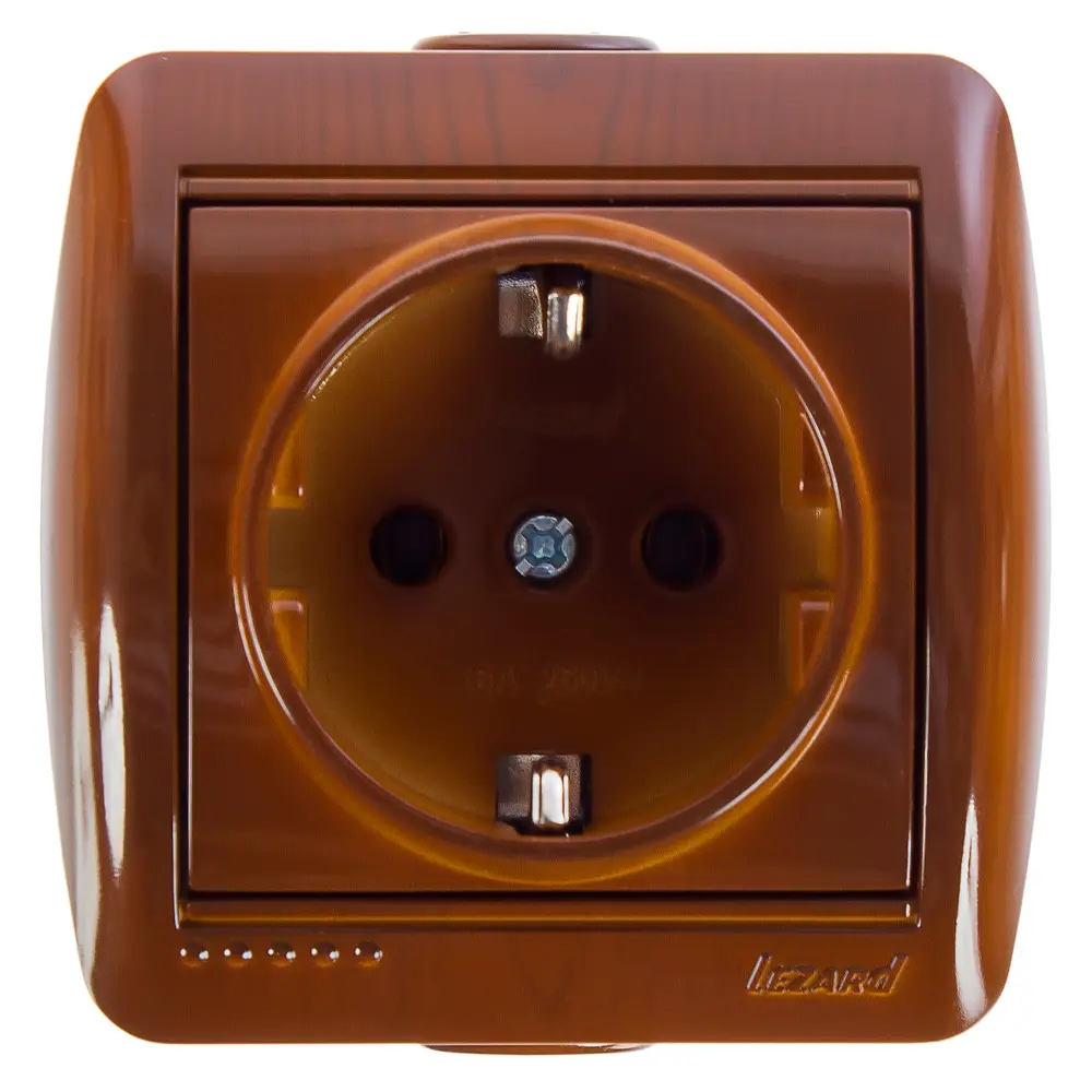 Розетка накладная Lezard Nata с заземлением, цвет сосна STLM-2169044