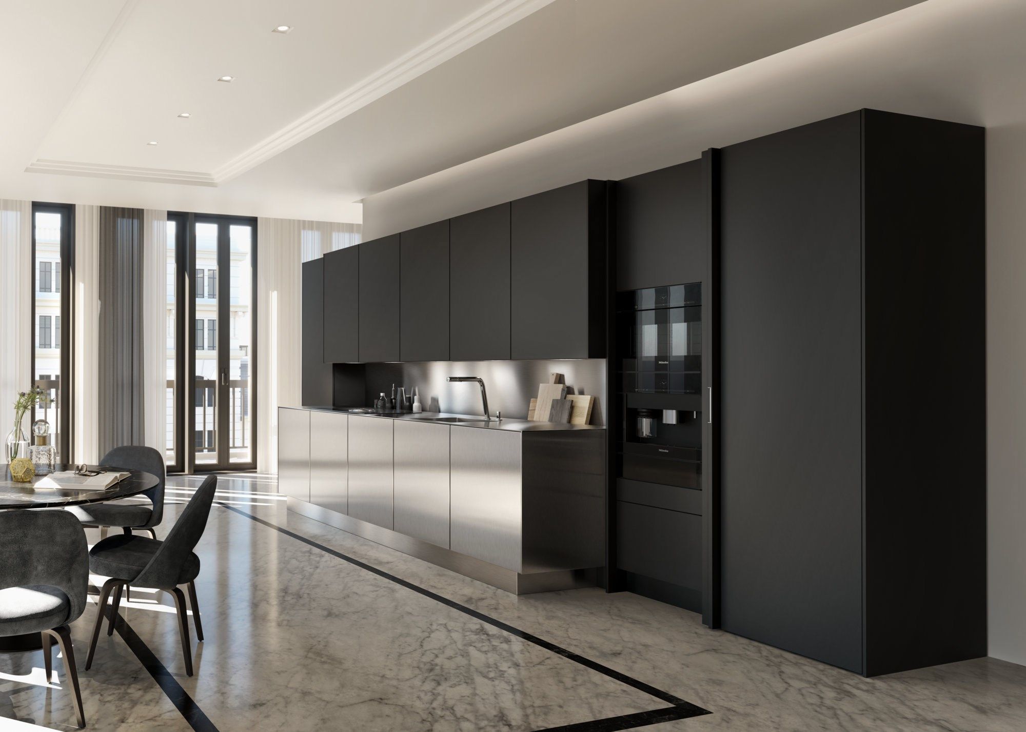 Линейная кухня из стали и дерева SieMatic SieMatic PURE - SE ARCH-00028653 - Вид №2