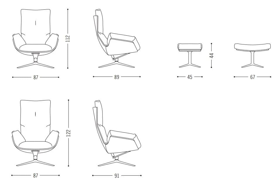 Тканевое кресло с подставкой для ног COR Cordia ARCH-00122804 - Вид №2