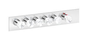 EUA521RSNMR_1 Комплект наружных частей термостата на 5 потребителей - горизонтальная прямоугольная панель с ручками Marmo IB Aqua - 5 потребителей