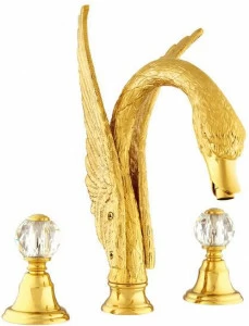 Bronces Mestre Смеситель для умывальника на 3 отверстия с кристаллами swarovski® Antartica swan