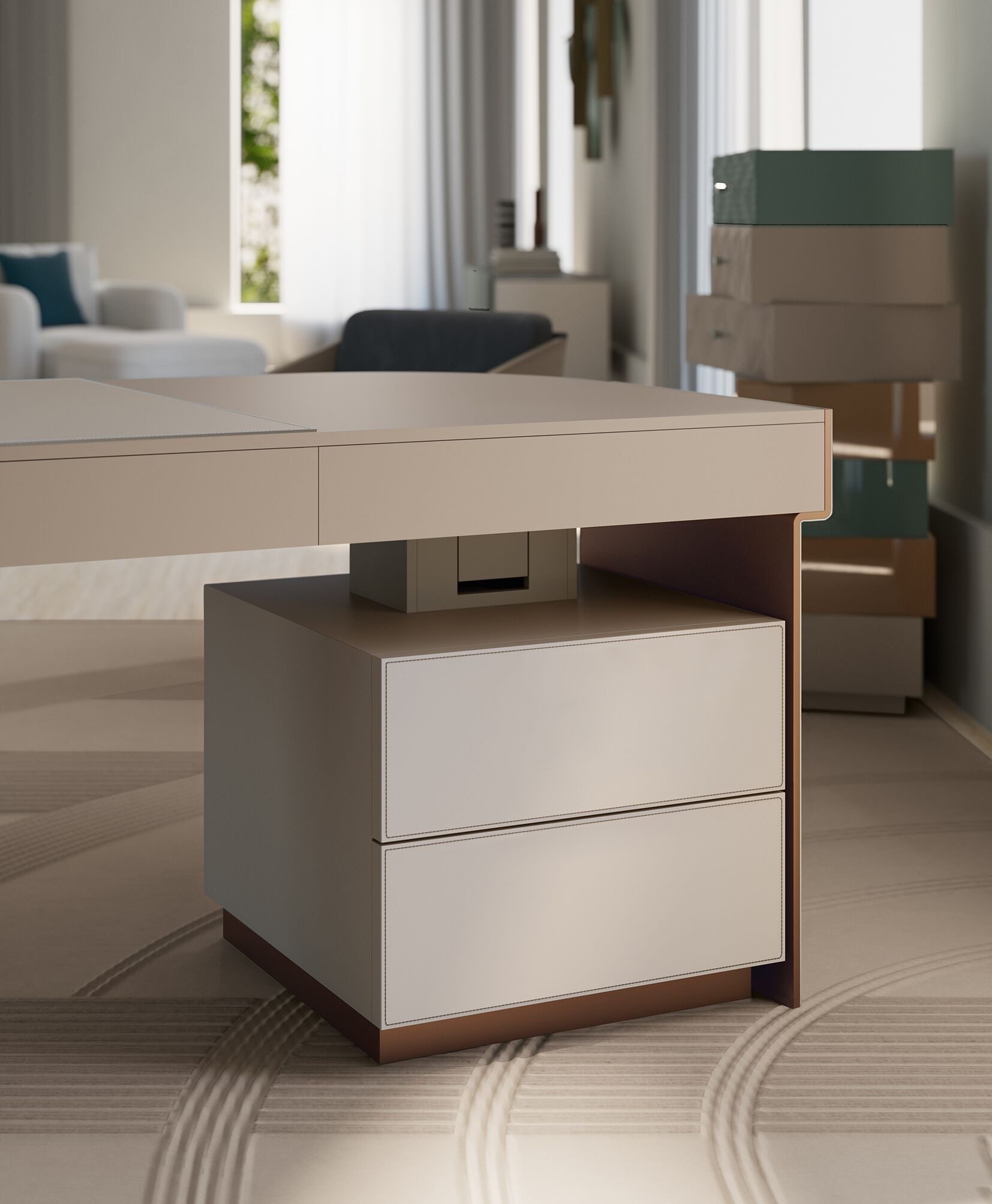 Кожаный стол с ящиками Bizzotto Italia ARCH-00048104 - Вид №1