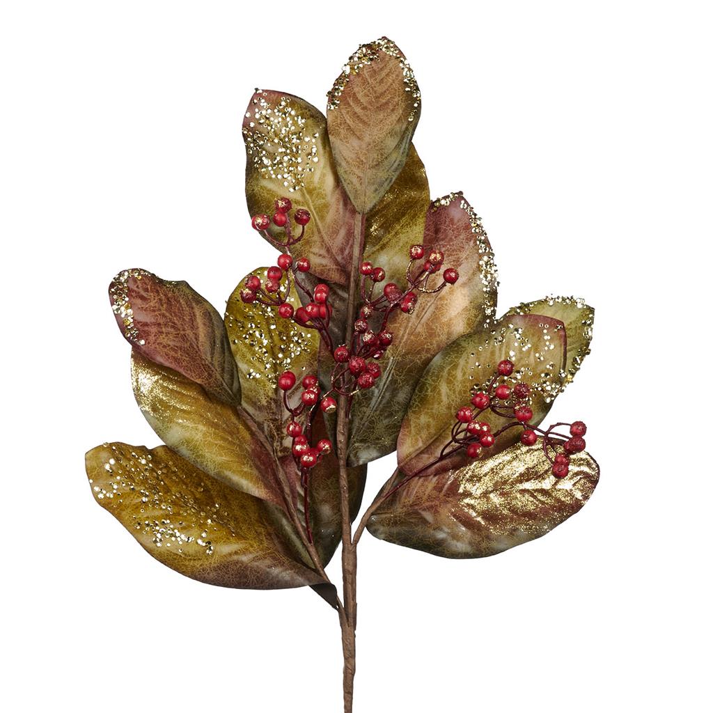 SP 20193 Ветка магнолия с ягодами, зеленый с красным 89 см GOODWILL Santreyd 