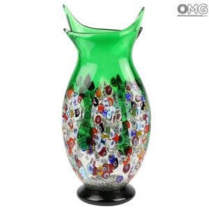 2161 ORIGINALMURANOGLASS Ваза Орхидея из зелёного муранского стекла 14 см