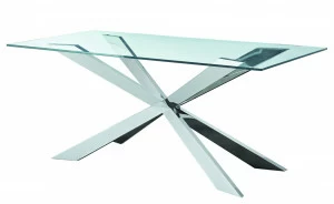 Обеденный стол стеклянный на ножках хром 180 см Murmuring ESF FASHION 044033 Прозрачный;хром