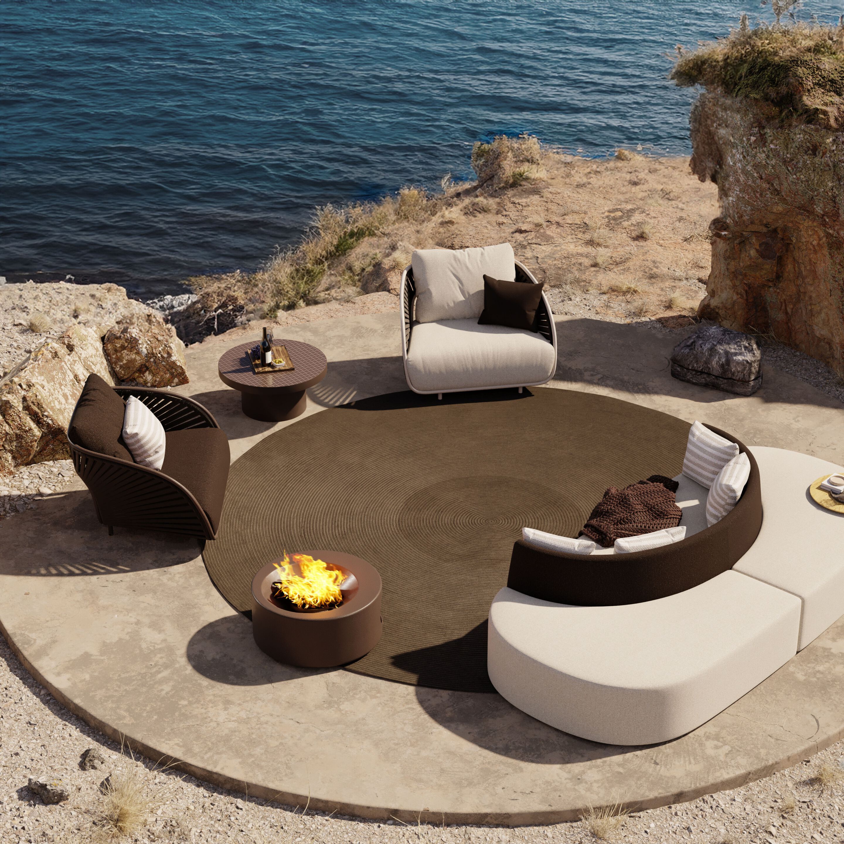 Открытый круглый сплошной цвет ковер YAAZ Yunn ARCH-00100369 - Вид №2