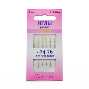 91383667 Иглы вышивальные ручные гобеленовые с золотым ушком № 24-26 6 шт STLM-1071192
