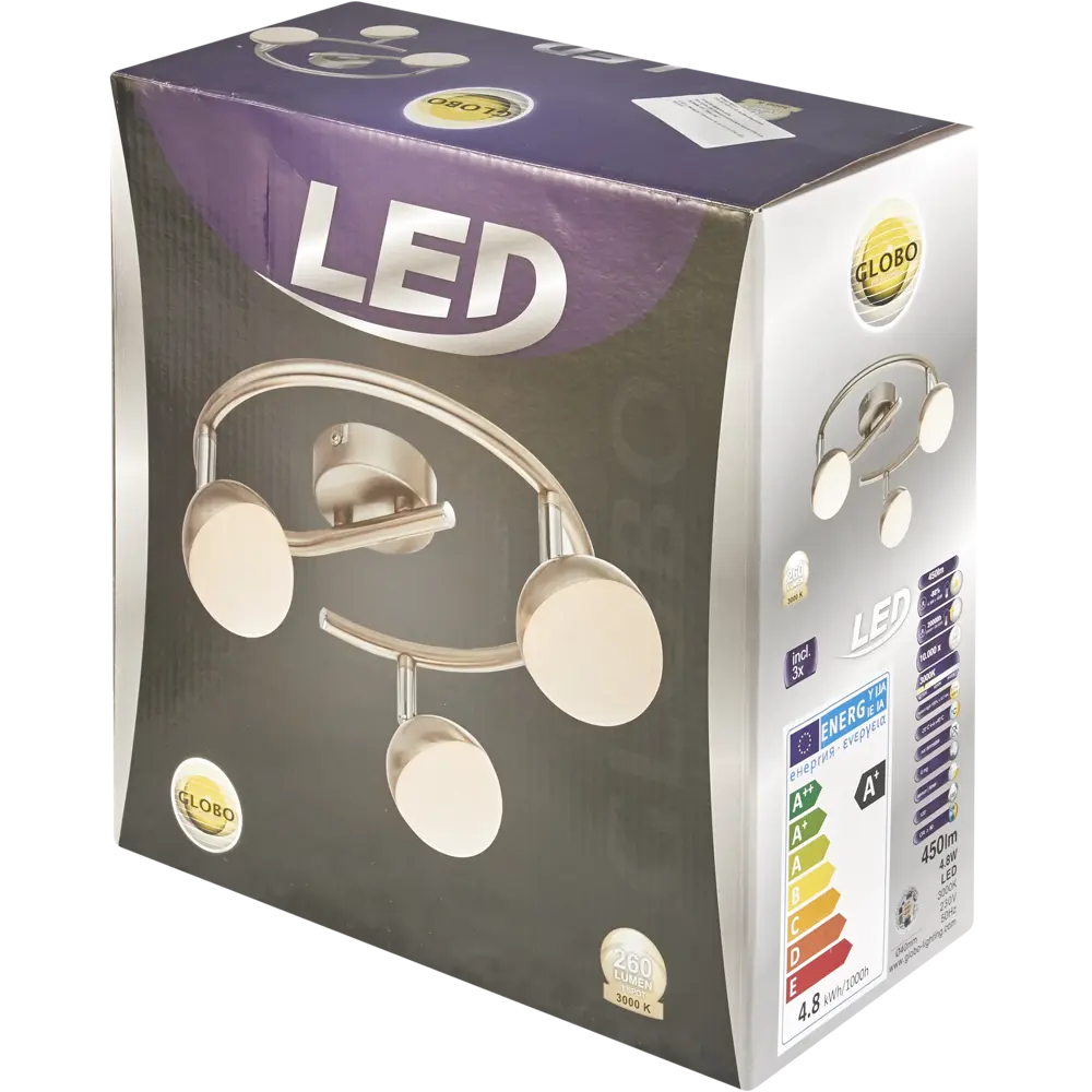 Спот светодиодный Globo 56201, 3x4.8 Вт, цвет матовый никель STLM-2094935 - Вид №6