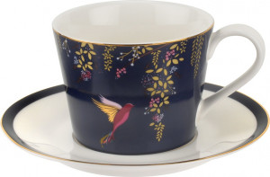 10613418 Portmeirion Чашка чайная с блюдцем Portmeirion "Сара Миллер.Челси" 200мл (темно-синяя) Фарфор