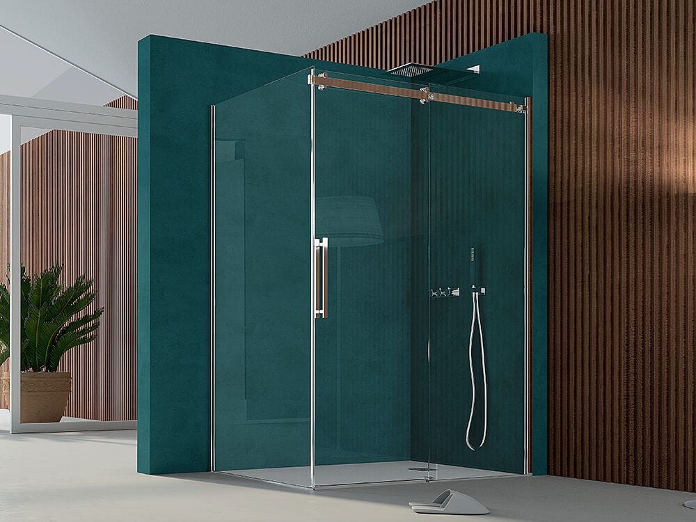 Стальная и стеклянная угловая душевая кабина с раздвижной дверью CSA Box Doccia ARCH-00027475