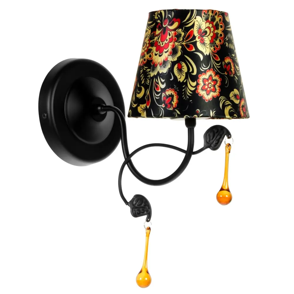 Бра Ricamo 1xE14x40 Вт, металл/ткань, цвет чёрный/мультиколор Arte Lamp STLM-2163889