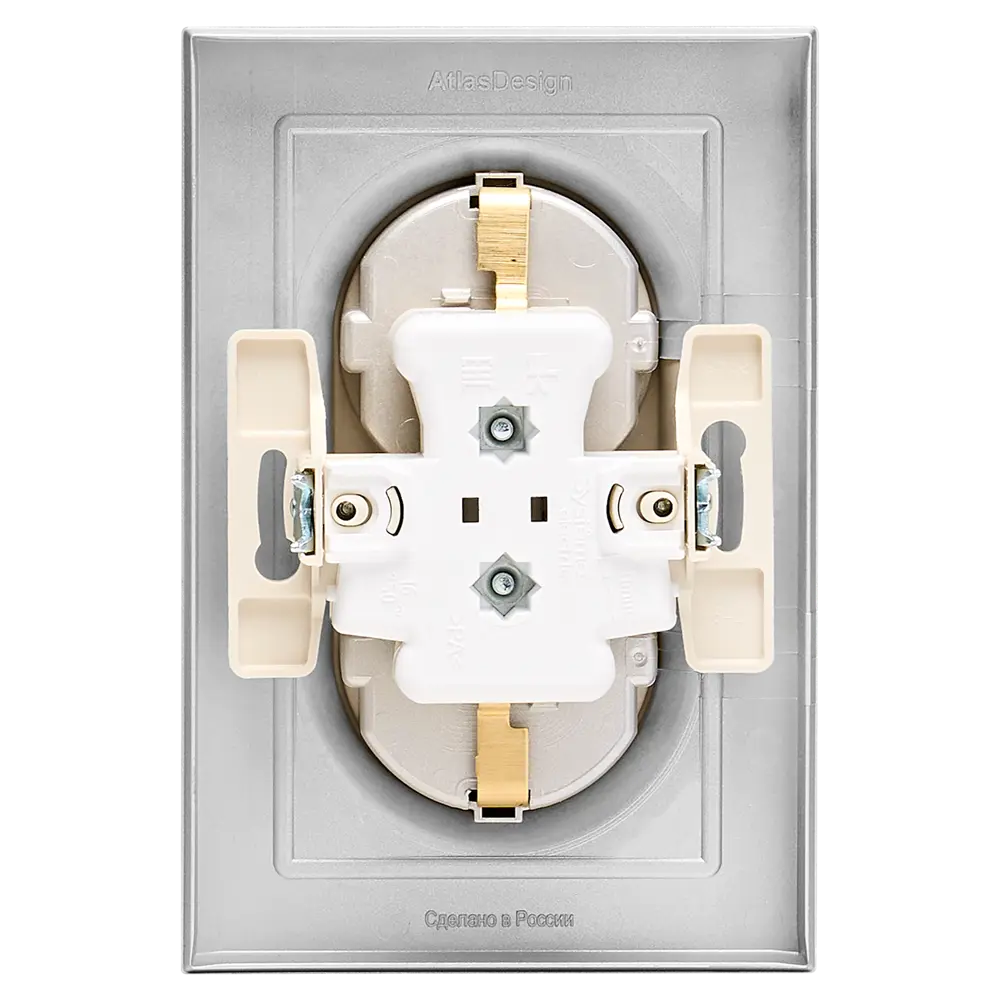 Розетка двойная встраиваемая Systeme Electric AtlasDesign с заземлением цвет алюминий STLM-2072913 - Вид №2