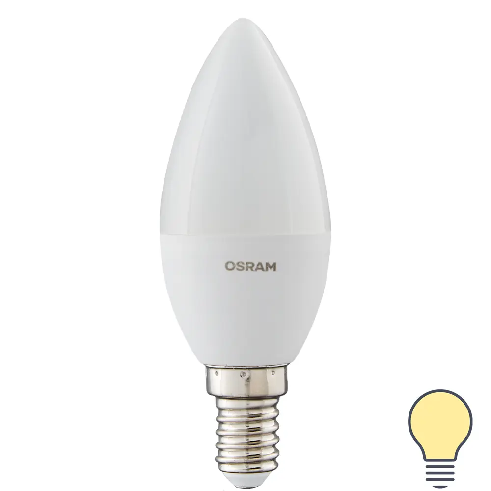 Лампа светодиодная Osram Antibacterial E14 220-240 В 5.5 Вт свеча 470 лм теплый белый свет STLM-2010619