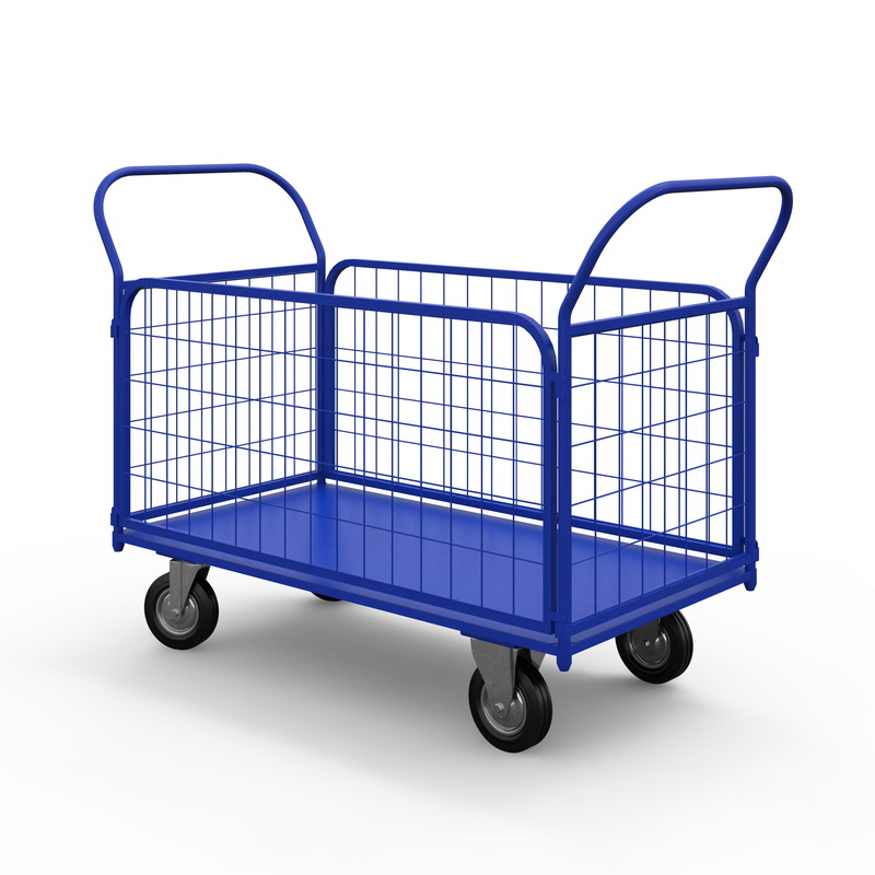 Тележка платформенная с сетчатыми бортами ТС 5 (г/п 300 кг, 1200x700 мм, колеса черная резина 125 мм) Верстакофф 65-0272