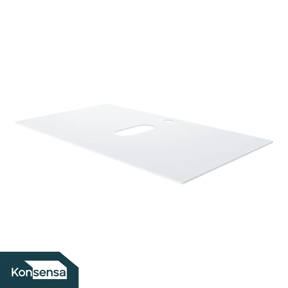 Столешница в ванную KONSENSA Бруклин 75x44 см стекло цвет белый STLM-2050686 - Вид №2