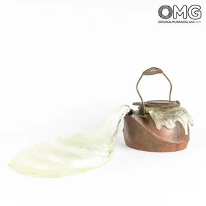 3524 ORIGINALMURANOGLASS Скульптура Кипящий чайник - Пино Синьоретто - муранское стекло OMG 59 см