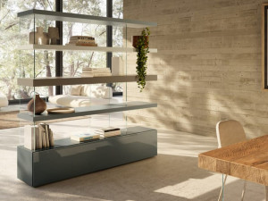 Стеклянный отдельно стоящий книжный шкаф