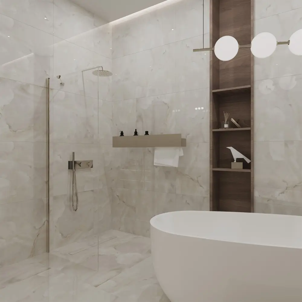 Керамогранит Arcadia Ceramica Onice Pearl - перламутровый мрамор 60×60 см 89396425 STLM-1579158 - Вид №7