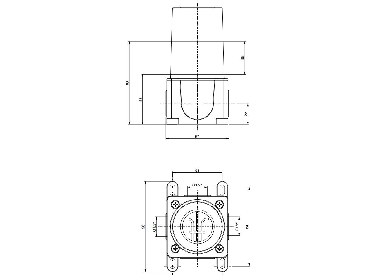 Встраиваемый корпус для смесителя для душа Rubinetterie Frattini 98916 ARCH-00052624 - Вид №2