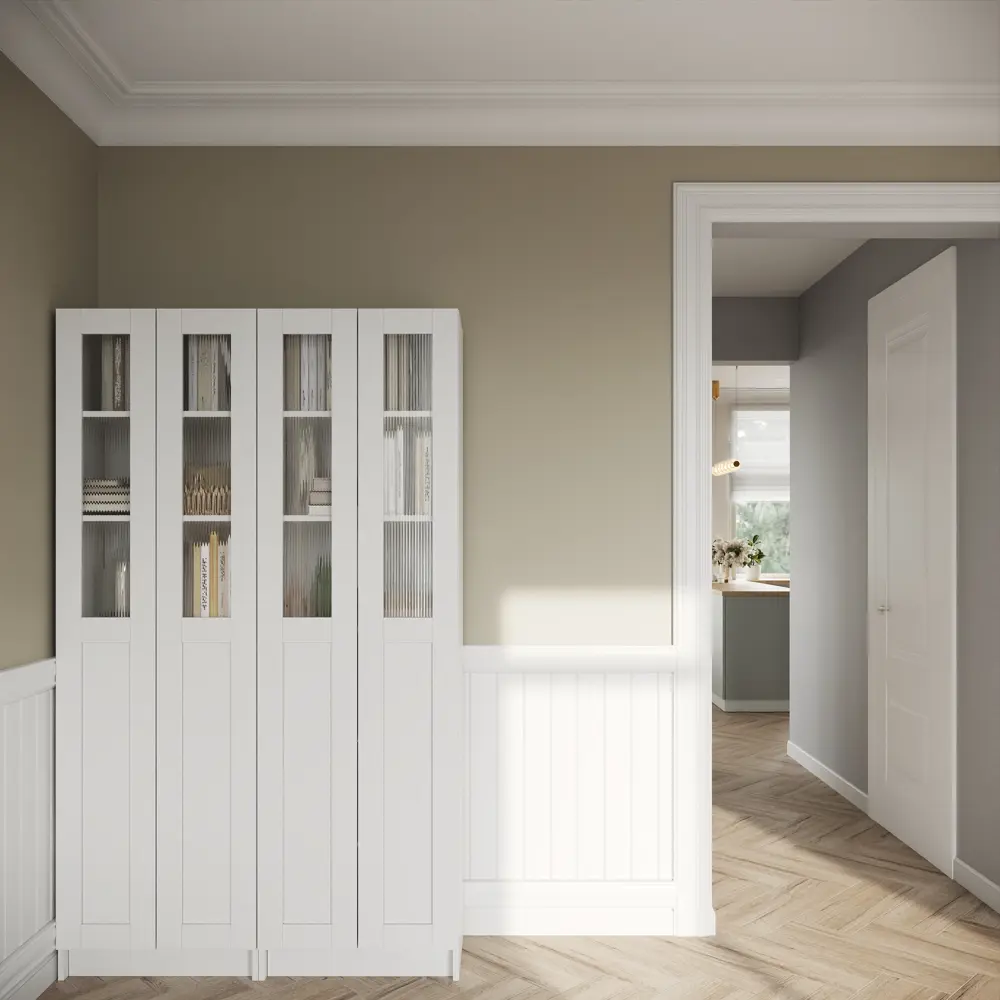 Дверь для шкафа Буккер левая 1 рифленое стекло 29.7x193.8x1.6 см ДСП цвет белый Santreyd STLM-2003876 - Вид №7